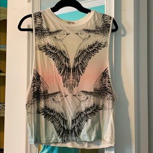 Truly Madly Deeply beige blue red hombre tank top